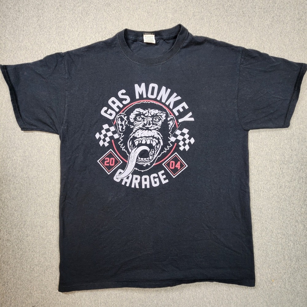 Gas Monkey Garage T Shirt Mens Large Black Good Screaming Monkey Racing Graphic